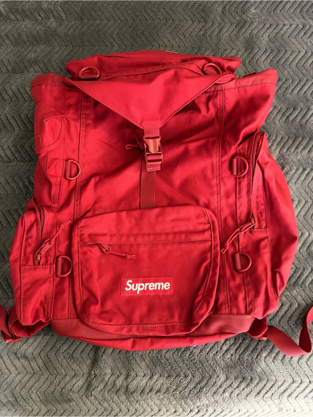 Supreme Red Roll-Top Backpack with Front Pocket